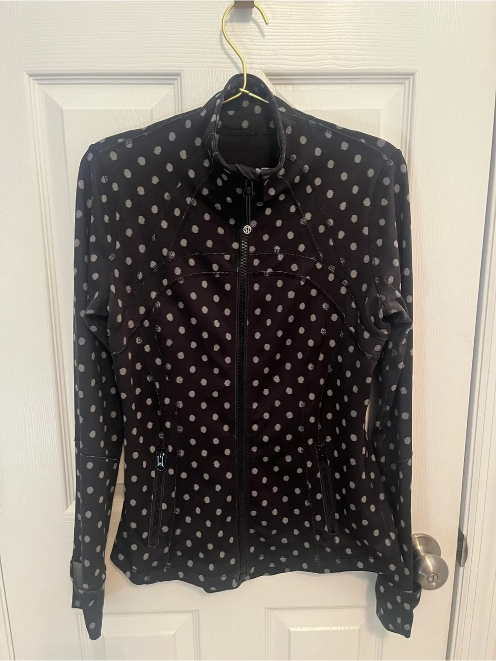 Lululemon Define Jacket Ghost Dot Black Slate | Size 8 | Thumbholes Full Zip